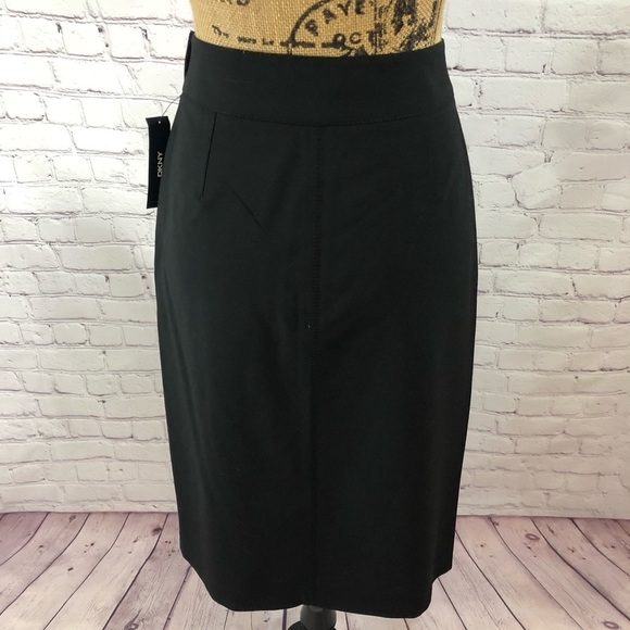 DKNY Black Wool Blend Pencil Skirt - Picture 2 of 6
